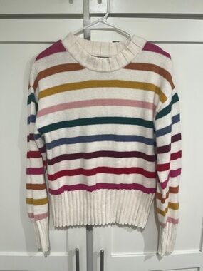 Women's Cream Multi-Stripe Crewneck Sweater Gap XS New without tags